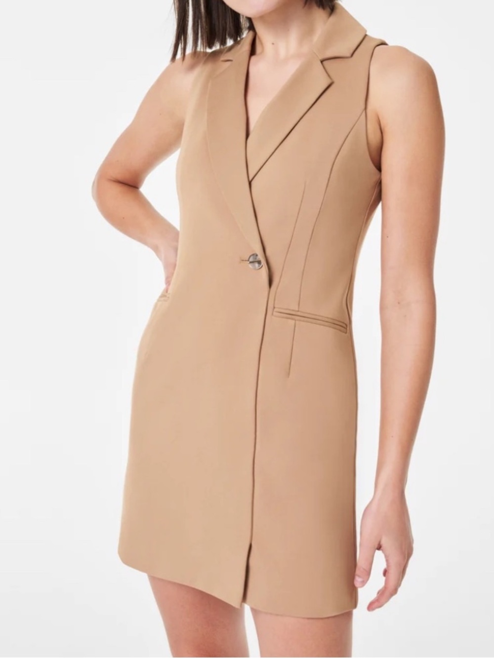 NWT Spanx Perfect Ponte Vest Dress 1X Toffee/Tan Sleeveless Professional